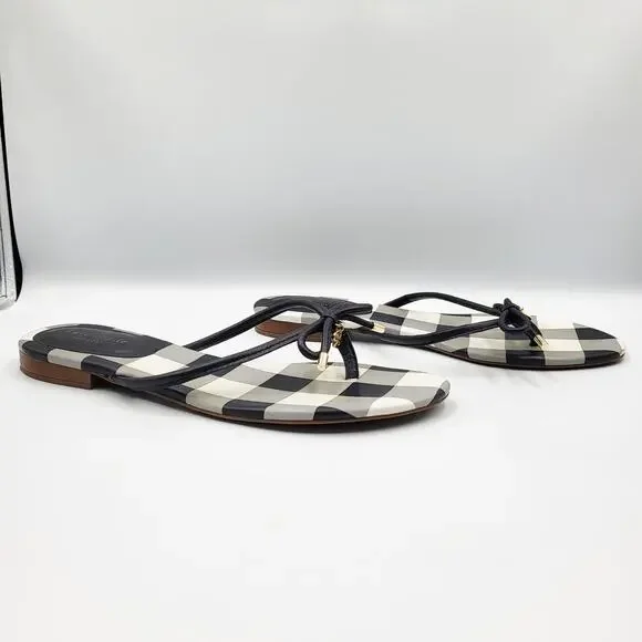 Kate Spade New York Mistic Bow Black & White Checkered Sandals Women's Size 10 - Picture 2 of 10